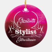 Salon-Stylist-Friseur-Monogramm-modernes Rosa Keramik Ornament (Hinten)