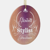 Salon Stylist Friseur Rose Gold Monogramm Keramik Ornament (Rechts)