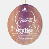 Salon Stylist Friseur Rose Gold Monogramm Keramik Ornament (Links)