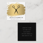 Salon Stylist | Modern | Gold gebürstet Quadratische Visitenkarte (Vorne/Hinten)