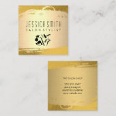 Salon Stylist Tools | Gold Brushed Gold Muster Quadratische Visitenkarte (Vorne/Hinten)