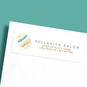 Salon Teal Gold Floral Friseur Rücksendeadresse