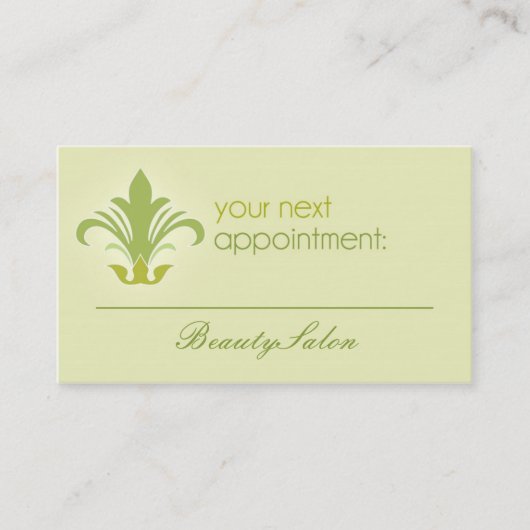 Salon-Termin, Beauty, Wellness-Center, grüne Visit Terminkarte (Vorderseite)