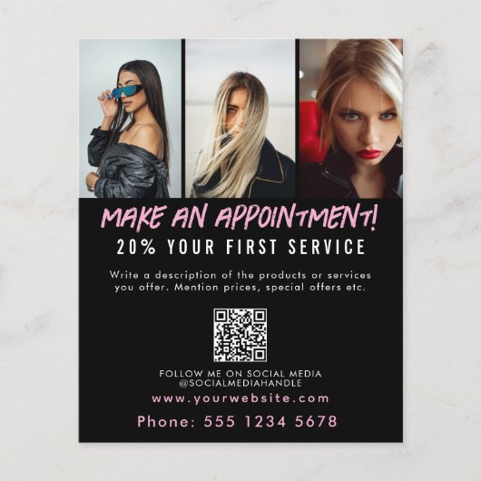 Salon Termin Friseur Makeup Nails Business Flyer (Vorne)