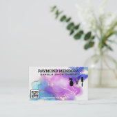 Salon Tools | QR-Code | Aquarellgoldfolie Visitenkarte (Stehend Vorderseite)