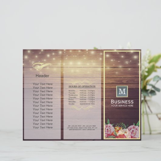 Salon Tri-Fold-Broschüren Holzflorallenleuchten (Stehend Vorderseite)