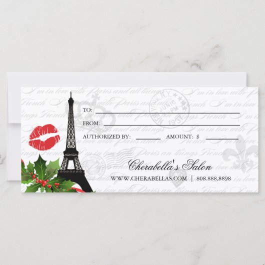 Salon Weihnachtsgeschenk Zertifikat Eiffelturm (Rückseite)