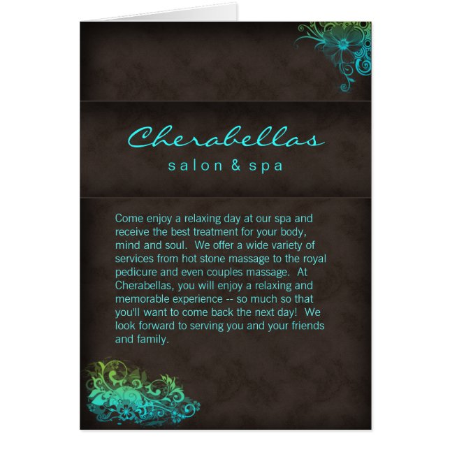 Salon-Wellness-Center-Broschüren-Türkis-blaues (Vorne)