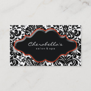 Salon Wellness-Center Business Card Red Damask Visitenkarte