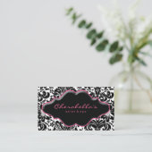 Salon Wellness-Center Business Card Rosa Damask Visitenkarte (Stehend Vorderseite)