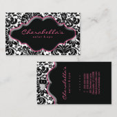 Salon Wellness-Center Business Card Rosa Damask Visitenkarte (Vorne/Hinten)