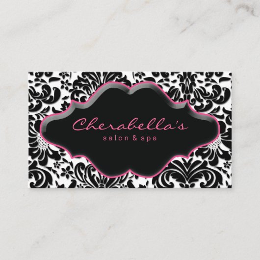 Salon Wellness-Center Business Card Rosa Damask Visitenkarte (Vorderseite)