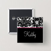Salon Wellness-Center Damask Name Tag Taste Brooch Button (Vorne & Hinten)