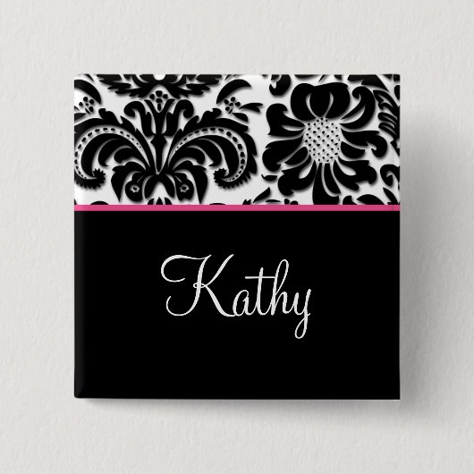 Salon Wellness-Center Damask Name Tag Taste Brooch Button (Vorderseite)