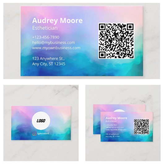 Salon Wellness-Center Eleganter moderner Logo QR C Visitenkarte