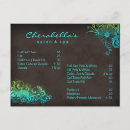 Salon Wellness-Center Floral Postcard Broschüre Postkarte