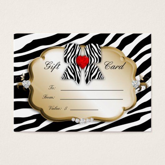 Salon Wellness-Center Gift Card Valentine Zebra Go (Vorderseite)