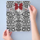 SALON Wellness-Center Xmas Flyer Floral Damask Red (Hand)