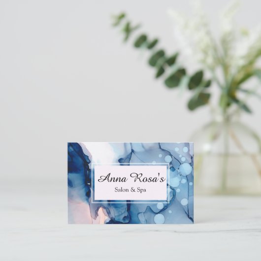 *~* Salonu. Wellness-Centerchic-abstraktes blaues Visitenkarte (Stehend Vorderseite)