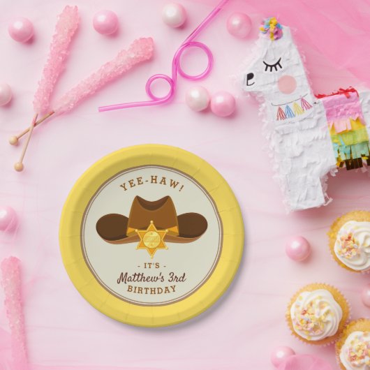 Saloon Birthday Wild West Party Boys Cowboy Theme Pappteller (Party)