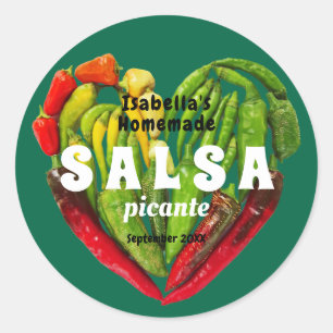 Salsa Chili Paprikaschoten Herzstück Runder Aufkleber