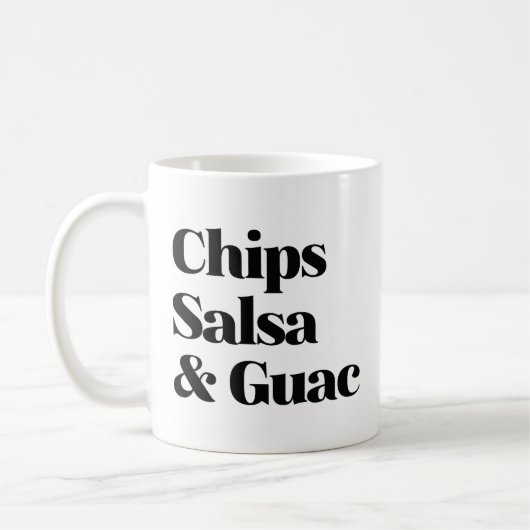 Salsa Chips und Guac Kaffeetasse (Links)