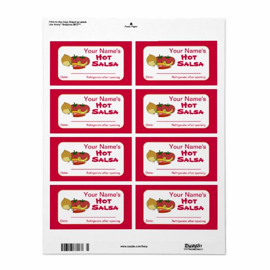 Salsa Custom Canning Jar Stickers Personalisiert (Vorne)