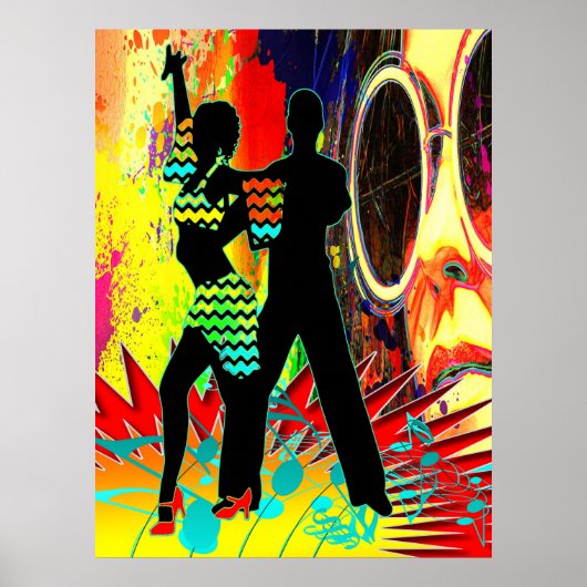 Salsa Dance Couple Neon Colors Poster (Vorne)