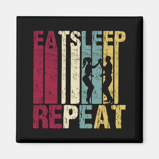 Salsa dance Eat Sleep Repeat Funny Retro Gift Magnet (Vorne)