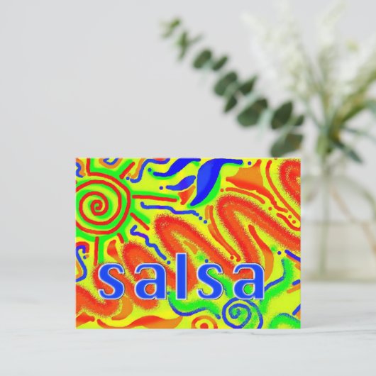 Salsa dance fun - Postcard Postkarte (Stehend Vorderseite)