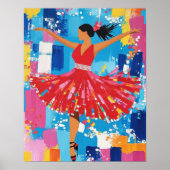 Salsa Dancer Red Dress Abstrakt Wall Art Poster (Vorne)