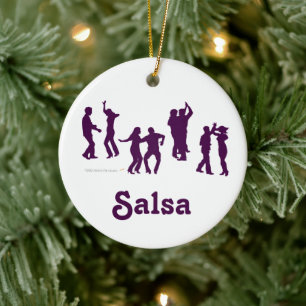 Salsa Dancers Silhouetten Tanz Posen für Salsero Keramik Ornament
