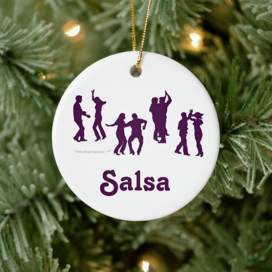 Salsa Dancers Silhouetten Tanz Posen für Salsero Keramik Ornament (Baum)