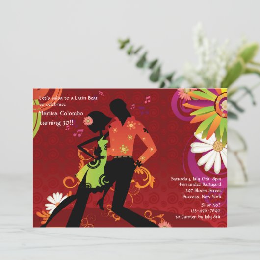 Salsa Dancing Party Einladung (Stehend Vorderseite)
