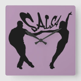 SALSA DANCING SALSERO AND SALSERA clock Quadratische Wanduhr
