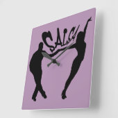 SALSA DANCING SALSERO AND SALSERA clock Quadratische Wanduhr (Winkel)