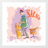 Salsa Drummer I white window cling Fensteraufkleber (Blatt)