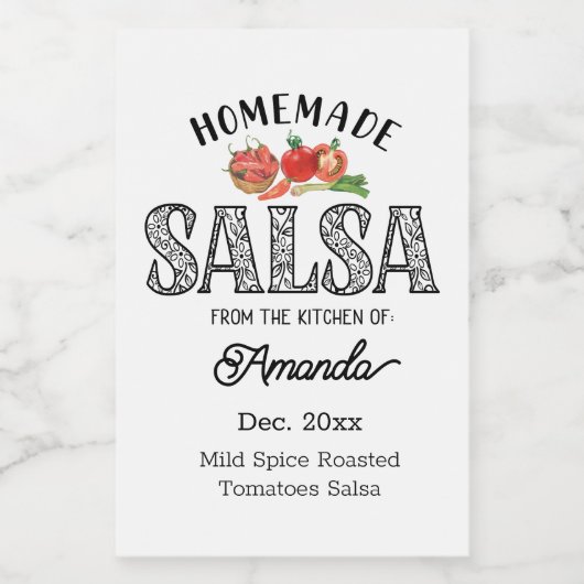 Salsa Homemade aus der Küche des Namens Lebensmitteletikett (Einzelnes Label)