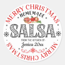Salsa Homemade frohe Weihnachten aus Küche von Runder Aufkleber