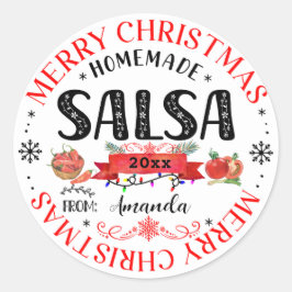 Salsa Homemade Frohe Weihnachtsname Jar lid Runder Aufkleber