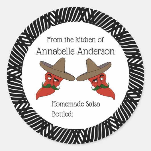 Salsa Label Moderne Rahmen personalisieren Runder Aufkleber (Vorderseite)