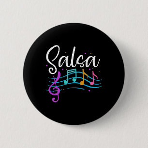 Salsa Musical Notes Latin Music Dance Button