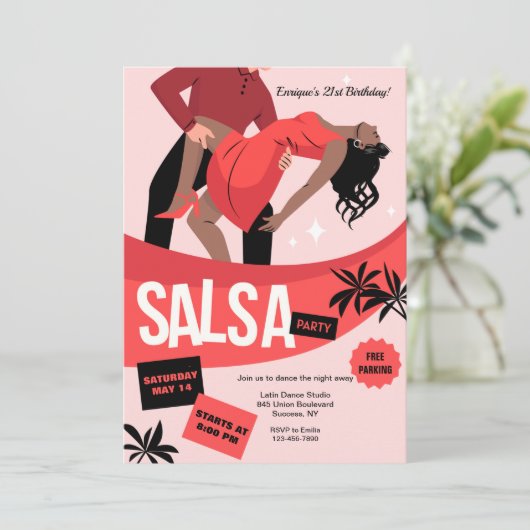 Salsa Party Einladung (Stehend Vorderseite)