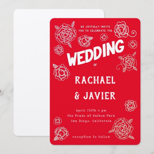 Salsa Rose wedding invitation Einladung (Vorne/Hinten)