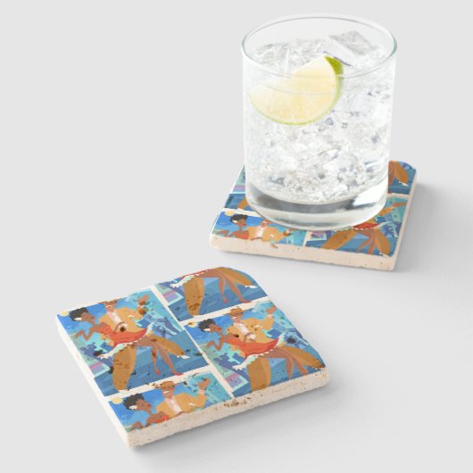 "Salsa son Cubano" Steinuntersetzer (Seitenansicht)