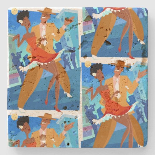 "Salsa son Cubano" Steinuntersetzer (Vorderseite)