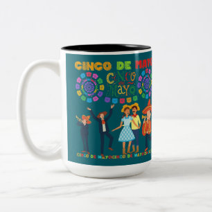 Salsa-Sonnenuntergangsfeier dunkles Teal Zweifarbige Tasse