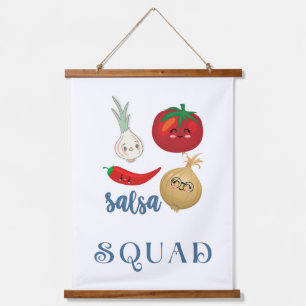 Salsa Squad Niedlich Food Spaß Zitat Funny Wandteppich Mit Holzrahmen
