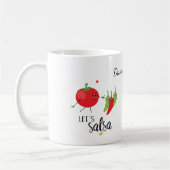 Salsa tanzende Tomaten und Chillies Food Pun Graph Kaffeetasse (Links)