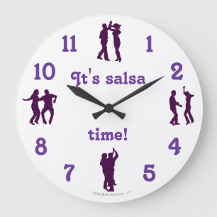 Salsa Time Dance Poses  Wall Clock With Numbers Große Wanduhr